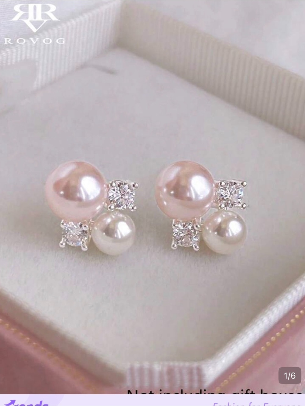 OVO Pink and White Pearl & Crystal Stud Earrings